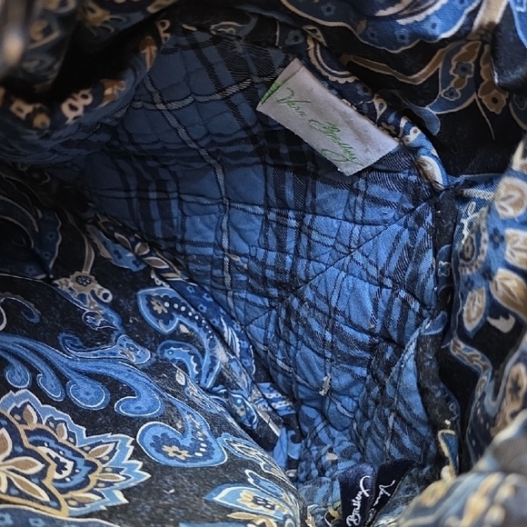 Vera Bradley Windsor Navy Paisley/Plaid Bag w/Front Zipper Pocket - Picture 8 of 12